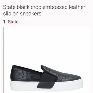 State black croc embossed leather slip on sneakers
1. State